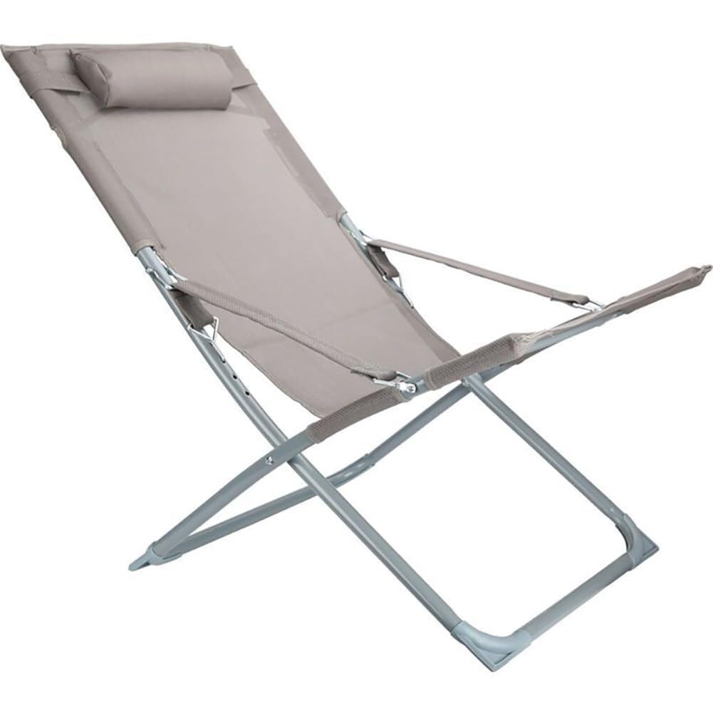 Chaise longue de plage pliante avec appui-tête et grand sac de rangement pour maison et extérieur