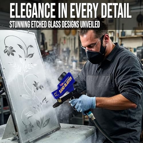 LE LEMATEC Gravity Feed Sandblaster Gun Kit, AS118 - for Light-Duty DIY Projects, Spot Cleaning, and Surface Finishing on Metal & Wood. Requires 7 SCFM Air Compressor & #46-100 Grit Abrasive Media.