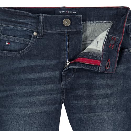 Image of Tommy Hilfiger Boys' 5-Pocket Stretch Slim Straight Leg Denim Jean, Zipper Fly & Button Closure