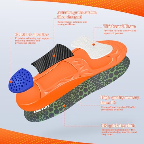 Image of SMOSUN Carbon Fiber Insoles - Boost Explosive Power and Bounce, Arch Support, Shock Absorption, Injury Prevention, Alleviate Foot Pain (S (Child's 3.5-4 / Women's 4.5-6.5))