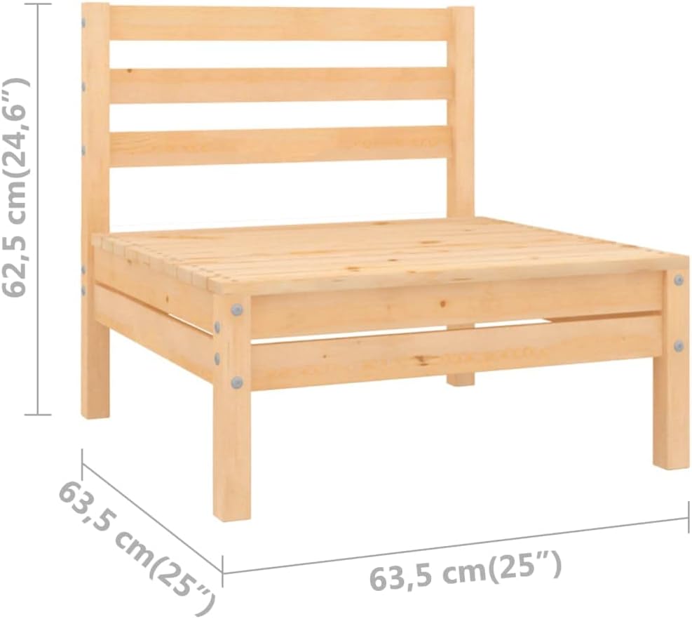 Patio Middle Sofas 2 pcs Solid Wood Pine, Conversation Sets