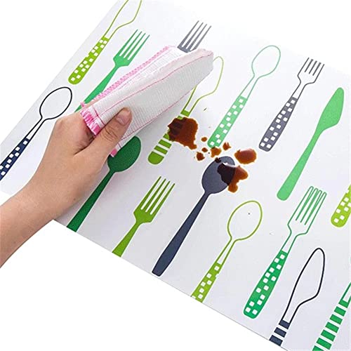 Image of 4 Pieces PVC Table Mats Set - Non-Slip, Heat Resistant and Washable Hot Insulation Pad - Modern Waterproof Placemats for Dining Table, Kitchen, Restaurant, Hotel (4-Piece, Green Colour)