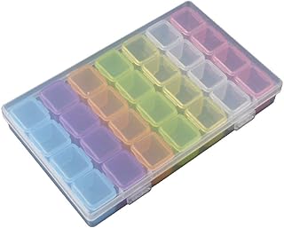 1 Pack 28 Grids Diamond Painting Box Plastic Jewelry Organizer Storage Container Diamond Embroidery Storage Boxes Nail Art Tools Storage Case for DIY Rhinestone Beads or Nail Art Small Findings