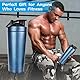 JOLIGAEA Edelstahl Protein Shaker, 750ml Shaker Eiweiß Sport Fitness, Doppelwandig, Vakuum Isoliert, Sport Fitness Protein Shaker Eiweiß mit Skala optimal für Eiweiß, Diät und Fitness Shakes, Blau