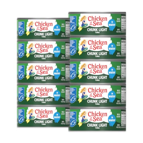 Chicken of the Sea Wild Caught Chunk Light Tuna, 5 Ounce Cans, 10-Count – High Protein...