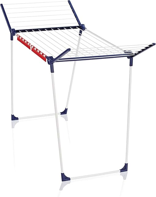 Leifheit Pegasus 180 Solid Clothes Airer, Clothes Drying Rack with Drying Rails and 18 m Drying Space, Drying Rack for Hanging Straight Down