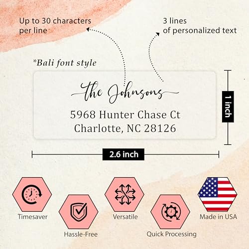 Personalized Return Address Labels Simple - Set of 240 Elegant Custom Mailing Labels for Envelopes, Self Adhesive Flat Sheet Rectangle Personalized Name Stickers (Clear) - Thumbnail 2