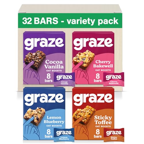Graze - Sweet Snacks Bundle of Oat Boost Bars - Made With Whole Oats and Natural Flavours - 8x4 snack bars - Total of 32 snacks