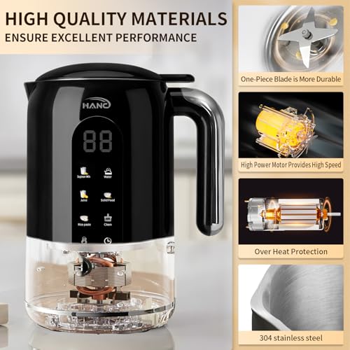 Image of Nut Milk Maker Machine, 42oz, 8 in 1 Silent Automatic Nut Milk Machine, Homemade Soy Milk, Oat, Puree, Almond Milk Maker with Delay Start /Keep Warm /Boil Water /Self-Cleaning, Black