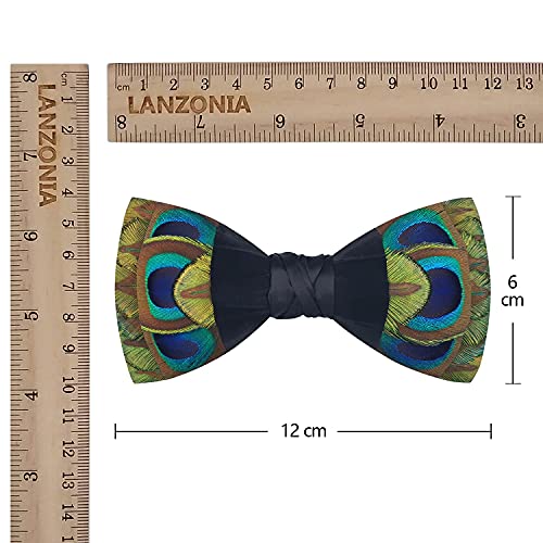 Image of Feather Bow Ties for Men Original Luxury Elegant Wedding Bow Tie Pre-Tied Handmade Mens Bowties for Tuxedo