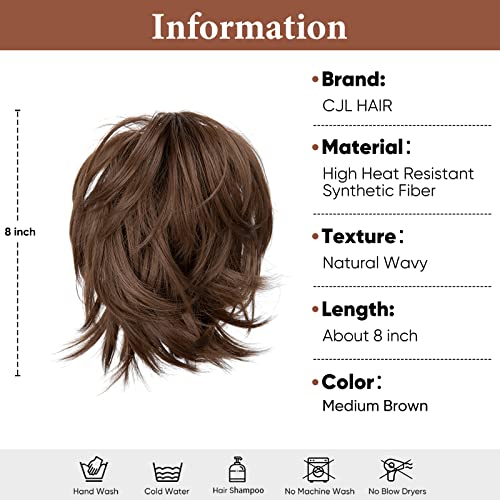 CJL HAIR Claw Clip Short Ponytail Hair Extensions Bendable Metals Messy Bun Hair piece Straight Fake Hairpieces - Image 2