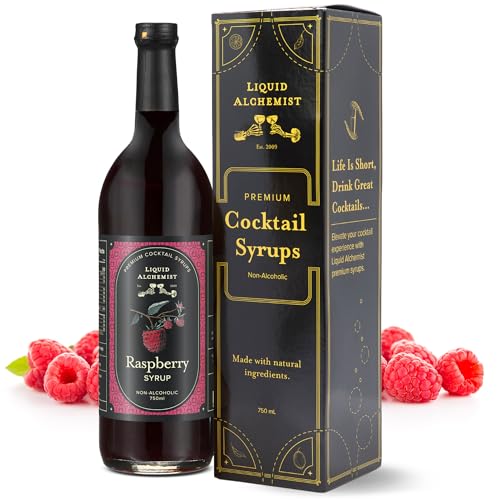 Image of Liquid Alchemist Raspberry Syrup for Cocktails | Real Ingredients Make our Raspberry Syrup for Drinks a great Margarita Mix | Small Batch, Non-GMO & Vegan | 25.4 oz Drink Mixer, Pack of 1