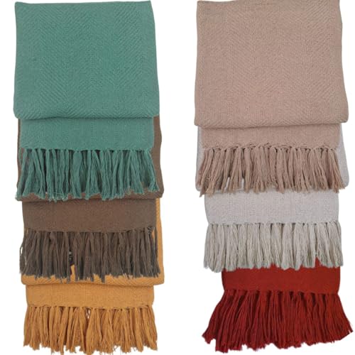 Manta Decorativa Sofa Peseira Cores 100% Algodao 1.80x1.20M Conforto Protecao Franjas Elegancia Deco