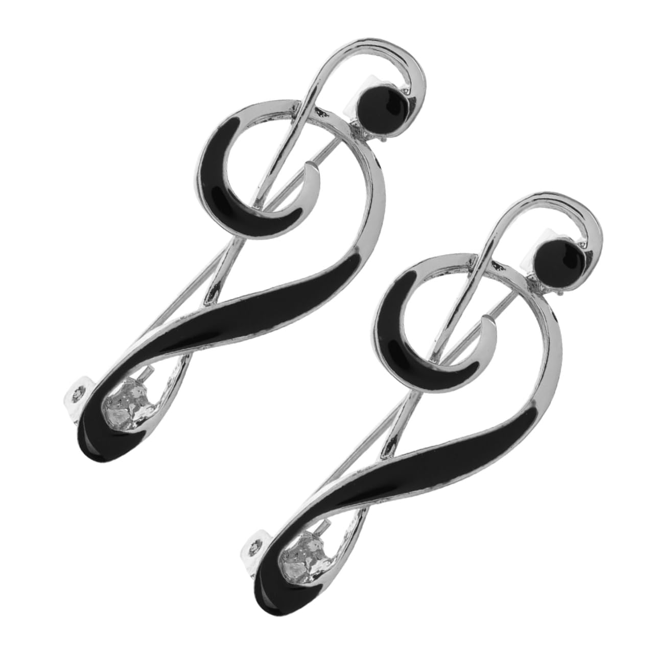 2Sets Brosche Note Emaille Pin für einen Musikliebhaber Stbinschmuck Juwelry Musikinstrument Broochpin Zinklegierung Silber 2pcs*2