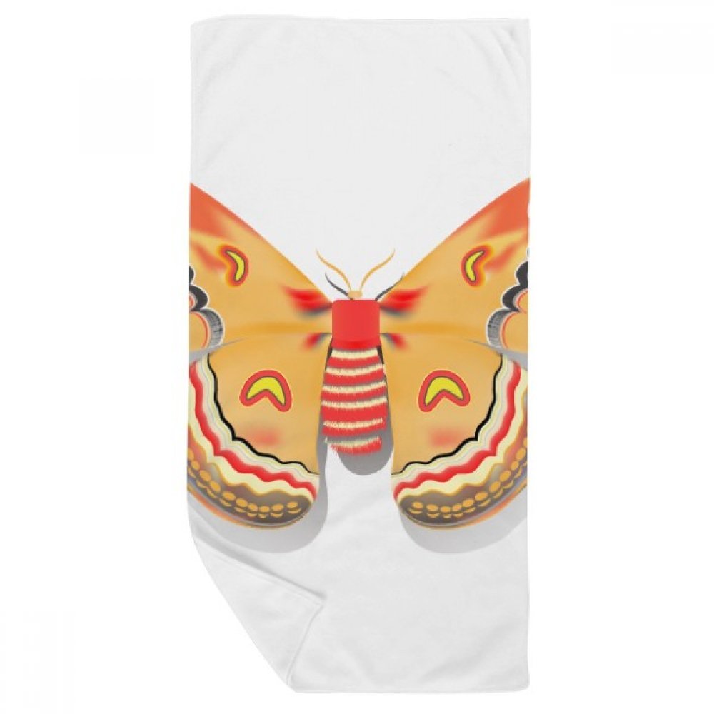 Serviette de bain doux 35x70cm papillon chinois orange linge de toilette multicolore