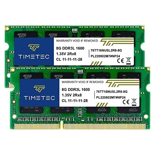 Timetec Hynix IC 16GB Kit (2x8GB) DDR3L 1600MHz PC3-12800 Unbuffered Non-ECC 1.35V CL11 2Rx8 Dual Rank 204 Pin SODIMM Ordinateur Portable Mémoire RAM Module Upgrade (16GB Kit (2x8GB))