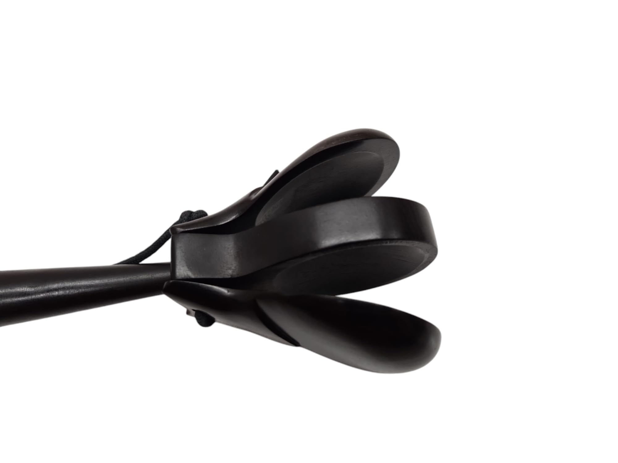 Hayman 157-D Kastagnetten mit Griff aus Ebenholz – Doppel-Stielkastagnette für Profis & Anfänger – Länge 35 cm, Breite 6 cm – Hochwertige Klanghölzer für Flamenco & Percussion