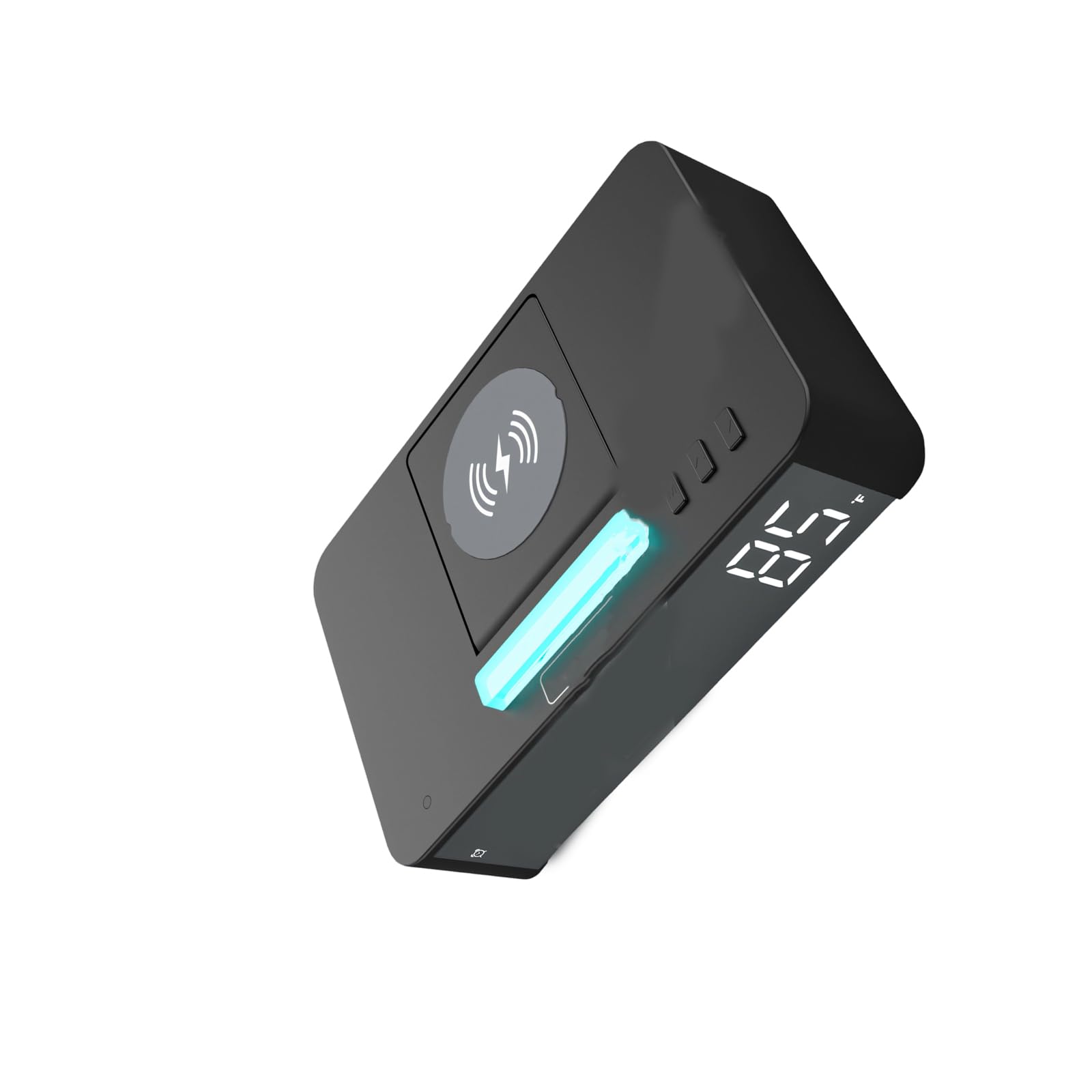 Msioytog Black Modern Digital Alarm Clock With Auto Changing Brightness And 10W Energy Transfer Stand Flexible Charging Clock