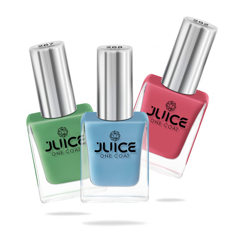 JUICE Quick-Dry, Long Lasting, Chip Resistant, Gel Finish, High Gloss, F&D Approved Colors & Pigments Nail Kit, 3 In 1 Combo 02, Gloss, 33 Ml-image-27