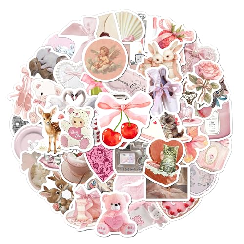 Image of BEATRI Coquette Stickers 50Pcs Waterproof Vinyl Stickers for Phone, Journaling, Laptop, Water Bottle & Travel Gear | Non-Repeating Decals, High-Definition Print Aesthetic Gifts for Girls & Teens