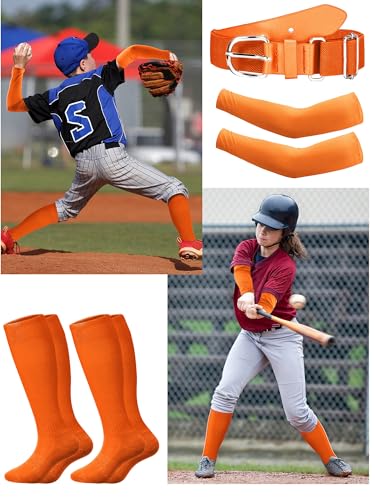 Baseball Belt and Socks Combo Softball Arm Sleeve UV Protection Compression Sleeves Adjustable Elastic Belt3