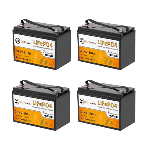Image of 4 PACK 36V 50Ah Trolling Motors Lithium LiFePO4 Battery, Built-in 50A BMS, 1.2C Discharge 60A Current,Deep Cycle Group31 Battery, Perfect for Trolling Motor,RV, Boat, Marine, Solar