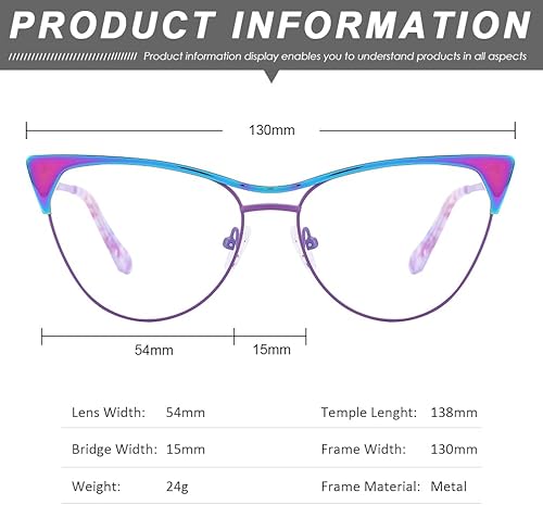 Miniatura 3 de Lentes de luz azul de ojo de gato para mujer, anteojos cuadrados de gran tamaño con bloqueo de luz azul para mujer