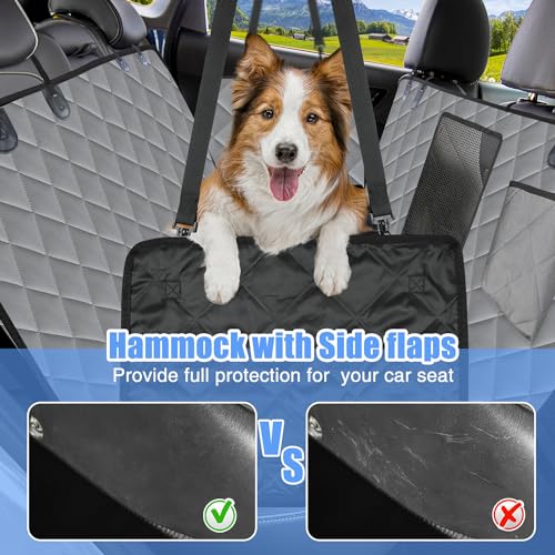 Kytely Dog Car Seat Cover for Back Seat, Waterproof Dog Car Hammock with Mesh Window, Anti-Scratch Nonslip Durable Soft Pet Dog Seat Cover for Cars Trucks and SUV Gray - Image 4