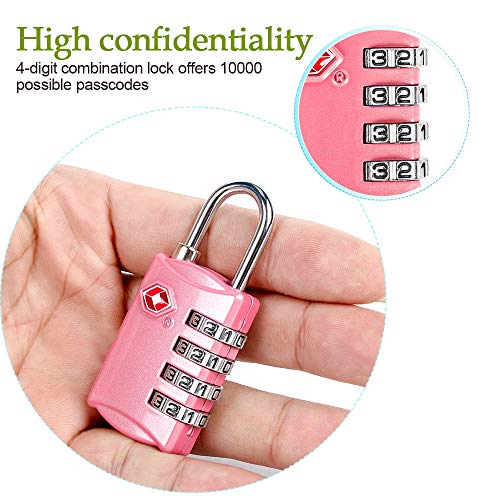Image of DKY 2 Pack TSA Luggage Locks - Approved Travel Lock for Suitcases & Baggage Combination Lock - 4 Digit Padlock for School Gym Sports Locker Fence Toolbox Case Hasp Storage - Purple
