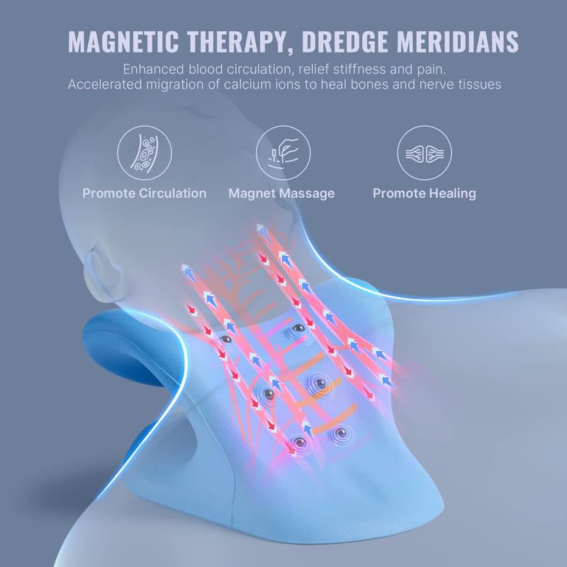 Foam Neck Stretcher for Neck Pain Relief, Neck & Shoulder Relaxer Cervical Traction Device Pillow for TMJ Pain Relief Muscle Relax Cervical Spine Alignment Acupressure Chiropractic Pillow