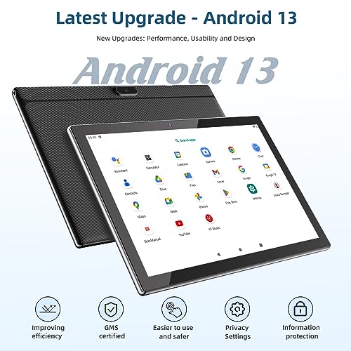 Image of HOTTABLET 10 inch Tablet, 12GB RAM 128GB ROM Computer Tablets with Keyboard, IPS Screen, 2.4G /5G WiFi 6, Bluetooth 5.0, 1TB Expand with Stylus, Black (Black)
