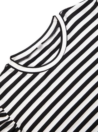 LilyCoco Womens Striped Puff Sleeve T Shirt Breton Crewneck Shirt Loose Fit Tee4