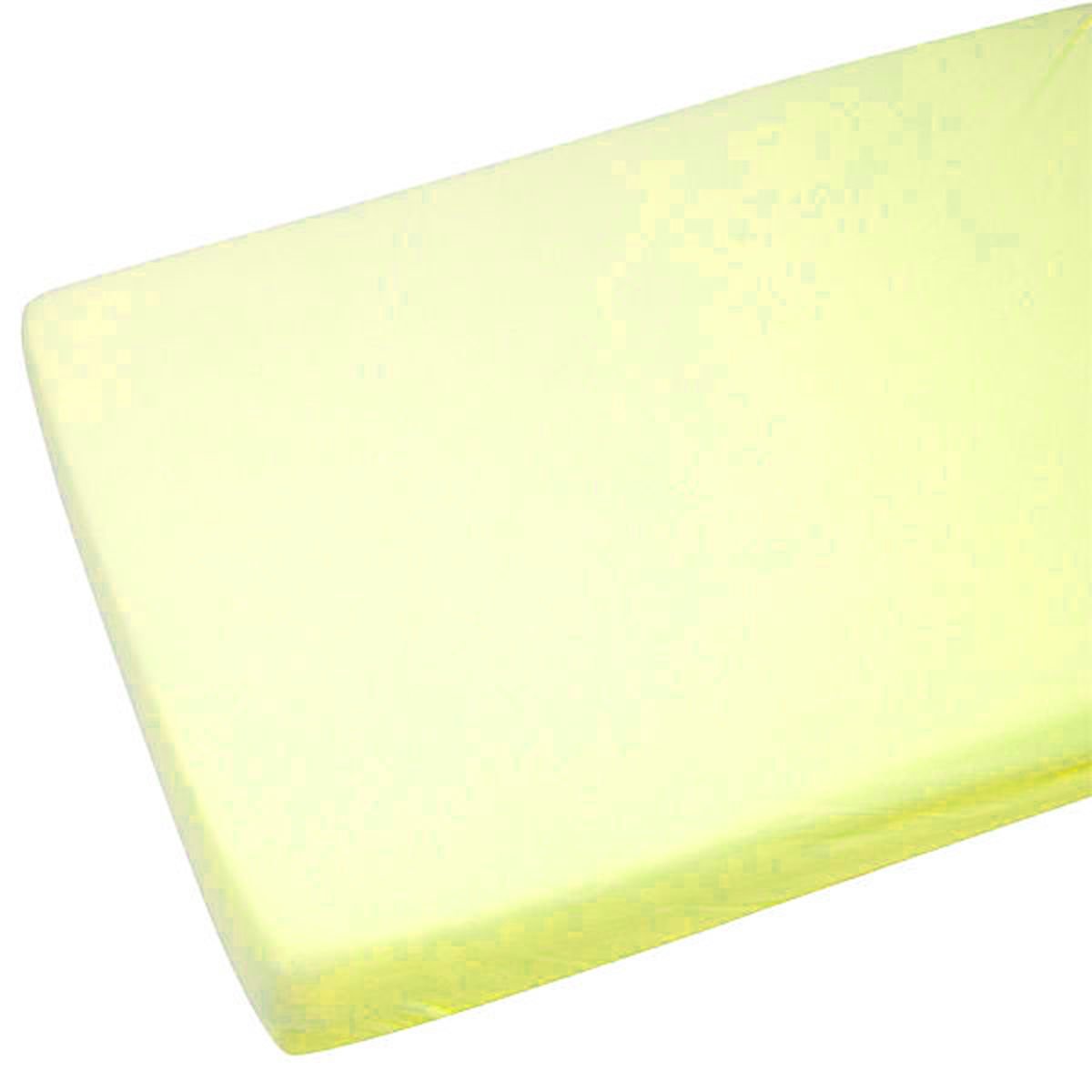 4X Cot 100% Cotton Jersey Fitted Sheet 120 x 60 cm Lemon, 120cm x 60cm (4 Count)