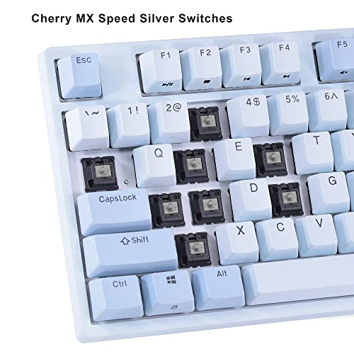 Image of DURGOD Taurus K320 TKL Mechanical Keyboard | 87 Keys Tenkeyless | USB C Wired | Doubleshot PBT Keycaps | Programmable Keys | NKRO Rollover | Windows & Mac (Haze BlueCherry Speed Silver)