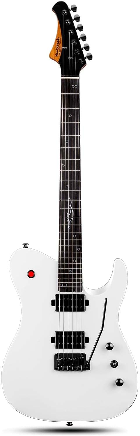 WestCreek Helyx Electric Guitar, Mahogany Body, Stainless Steel Frets, Roasted Maple Neck, Rosewood Fretboard, Bone Nut, 24 Frets (White)