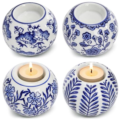 Okllen Set of 4 Blue and White Decor Ceramic...