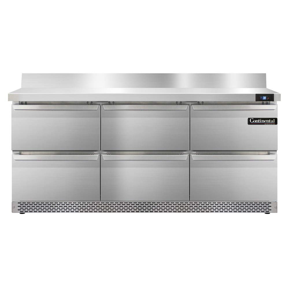 Three Section Work Top Refrigerator 72" W by Continental Refrigerator – 20.6 cubic_feet, Model SW72-BS-FB-D