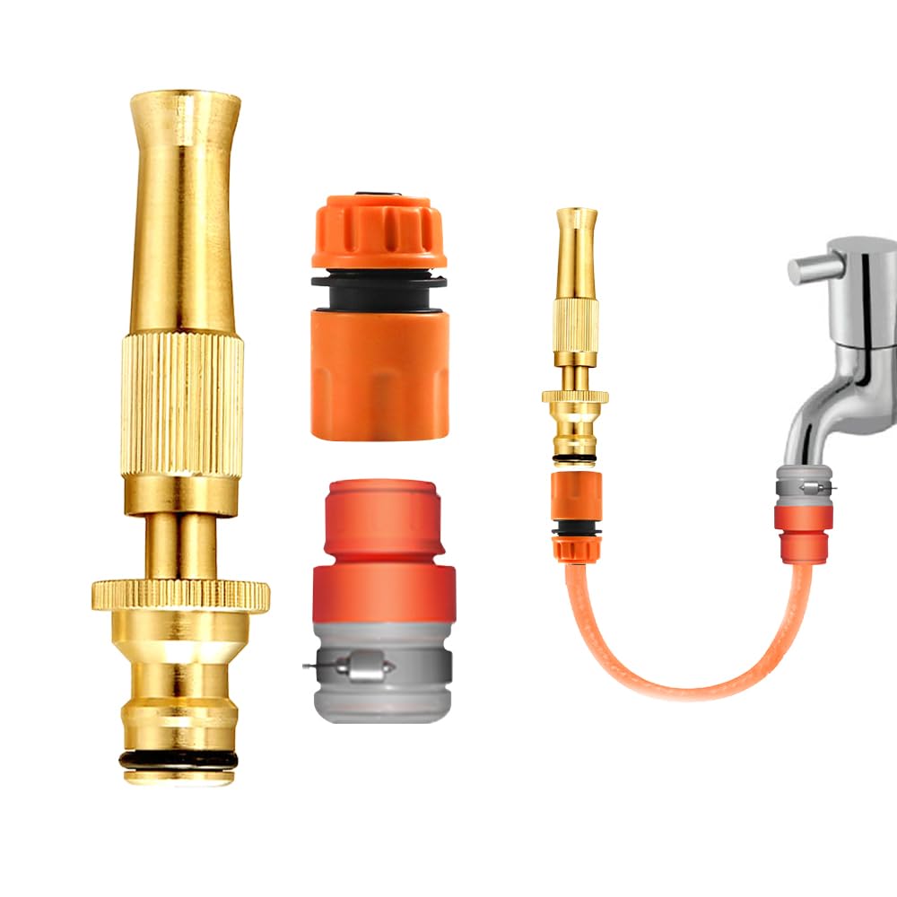 CAZAR Pure Brass Water Spray Gun Nozzle Heavy Duty Suitable for 1/2" Hose Pipe Jet Adjustable Pressure Washer for Car Gardening Pets Window & Plants Washing and watering. (B0CDBYXQQX) Amazon Price History, Amazon Price Tracker
