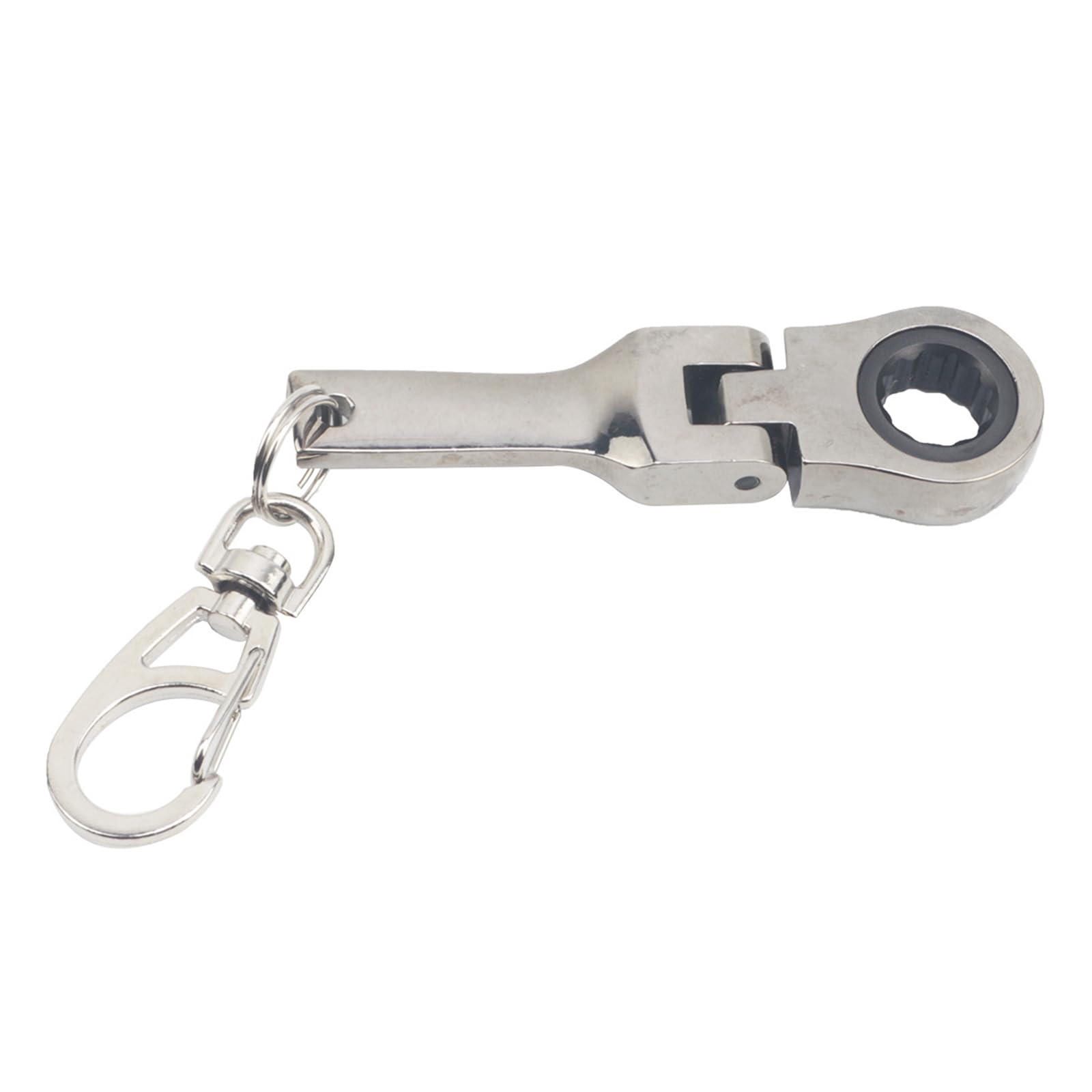 Kangnice Flexible 10mm Ratcheting Wrench Metal Keychain with 180 Degree Flexible Rotation Head for Fastening Application Keychain Tool