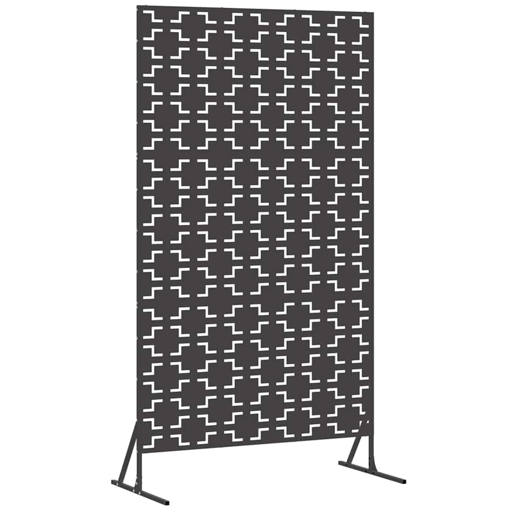 Steel Privacy Screen Black 100 x 50 x 180 cm Garden Fence Panel Outdoor Windbreak Decorative Terrace Shielding Backyard Patio Modern Freestanding Divider Easy Assembly
