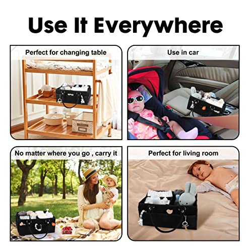 Baby-Diaper-Caddy-Organizer-for-Girl-Boy-Large-Nursery-Storage-Bin-Basket-Portable-Holder-Tote-Bag-for-Changing-Table-and-Car-Baby-Shower-Gifts-Newborn-Essentials-Baby-Registry-Must-Haves-Items-black