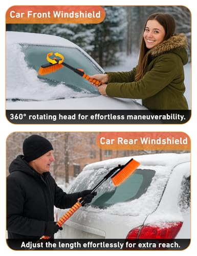 Image of EcoNour 36 inch Extendable Snow Brush and Ice Scraper |3-in1 Snow Removal Brush | Telescopic Brush with 360 Rotating Head for Car Windshield | Ice Scraper for SUV, Truck, and Car | Winter Car Accessories