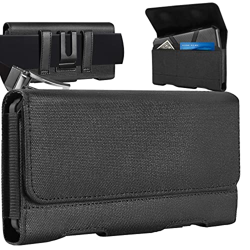 Mopaclle Nylon for Galaxy S23 Ultra Holster Case, Galaxy S22 Ultra Note 20 Ultra Note 8 9 Belt Clip Case, Galaxy A13 A14 A03 A04s A53 A54 Cell Phone Pouch Belt Holder Case for Men, Black -XL