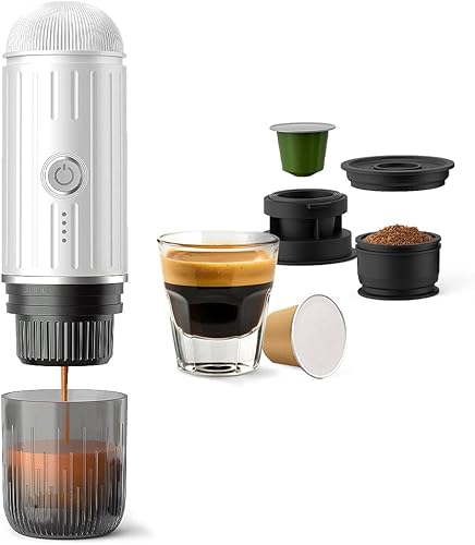 BENFUCHEN Cafetera eléctrica portátil de café expreso, cafetera de viaje para camping, cafetera de auto con calentamiento automático con USB-C, con
