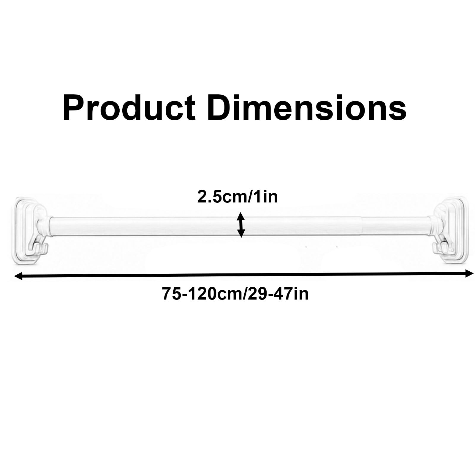 Tringle Rideau de Douche Sans Perçage, Barre Rideau de Tension avec Supports à Double Crochet, Acier Inoxydable pour Dressing Salle Bain(Beige,75-120cm/29-47in)