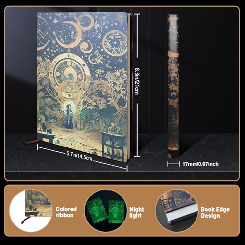 Carnet de notes A5 Mystical Night Sky rigide ligné phosphorescent