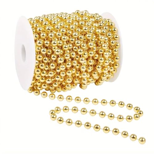 Perlenkette 15 Meter Gold Girlande - Perlenband für Weihnachtsbaum - Weihnachtschmuck an Weihnachten Deko & Dekoration