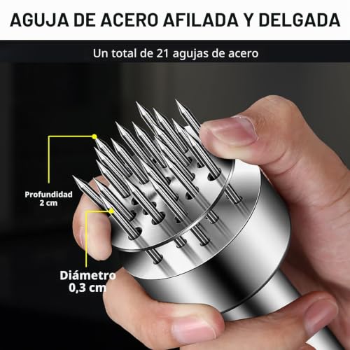 Miniatura 3 de Ablandador De Carne De Acero Inoxidable, Martillo Carne Cocina, Meat Tenderizer, Utensilios De Cocina Para Filetes, Pollo, Pescado, Cerdo, Apto Para Lavavajillas 20 Cm
