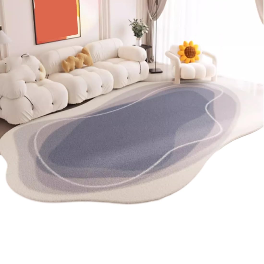 Tapis bleu dégradé doux de haute qualité, une moquette irrégulière élégante pour salon