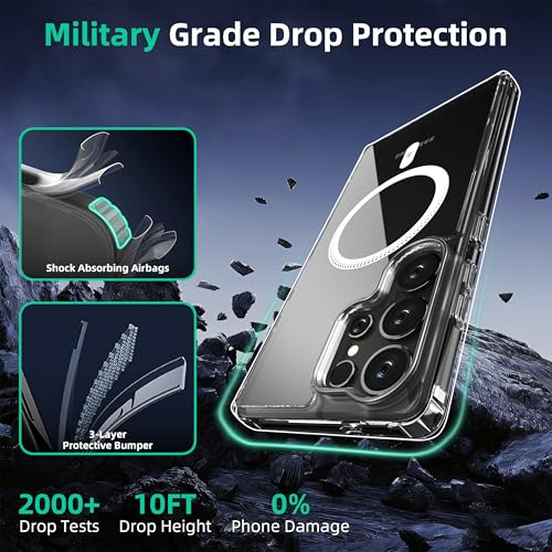 Image of ONES Magnetic for Samsung Galaxy S26 Ultra Slim Case, Compatible with Magsafe, Military-Grade Drop Guard, Anti-Yellowing, Shockproof Cover for Galaxy S26 Ultra, Scratch-Resistant, Transpare
